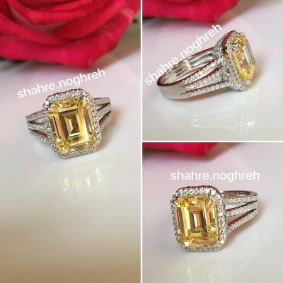 انگشتر نقره جواهر لوکس سیترین