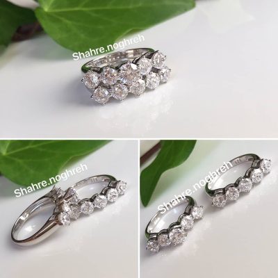 حلقه پشت حلقه نقره جواهر