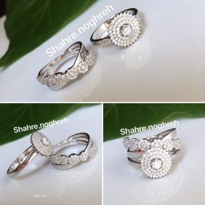 حلقه پشت حلقه نقره جواهر