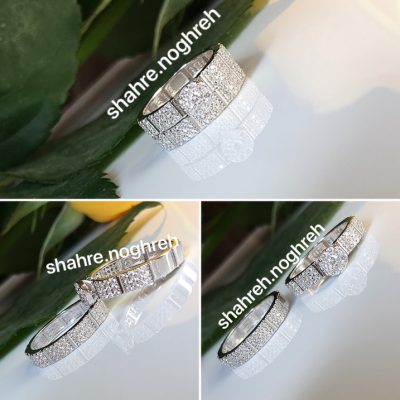 حلقه پشت حلقه نقره جواهر