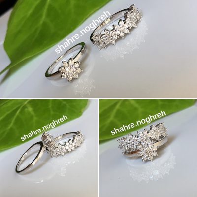 حلقه پشت حلقه نقره جواهر