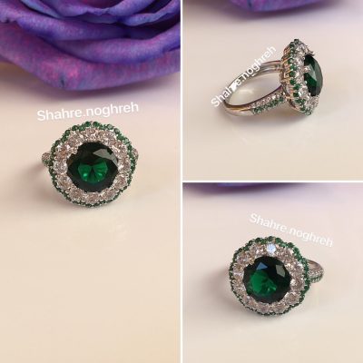 انگشتر نقره جواهر زمرد 💍💚