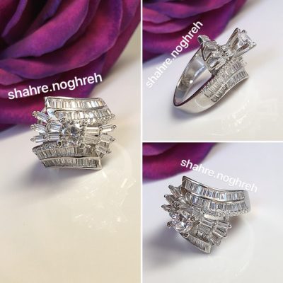 انگشتر نقره جواهر لوکس سولیتر