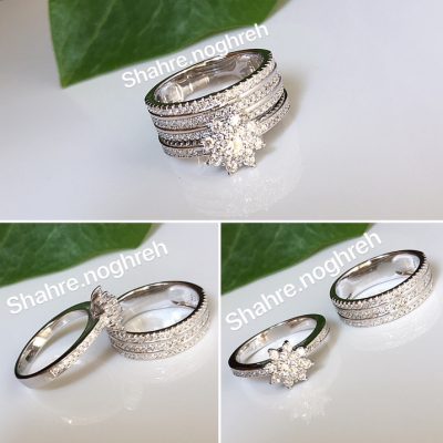 حلقه پشت حلقه نقره جواهر