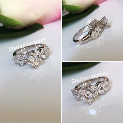 انگشتر نقره جواهر فلاور مارکیز 💍🌸