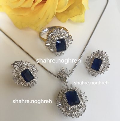 نیمست نقره جواهر یاقوت کبود لوکس 💙