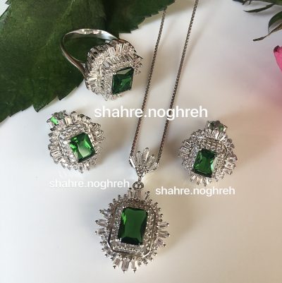 نیمست نقره جواهر لوکس زمرد 💚