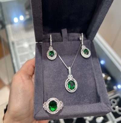 نیمست نقره جواهر زمرد 💚