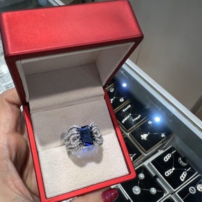 انگشتر نقره جواهر لوکس یاقوت کبود 💙