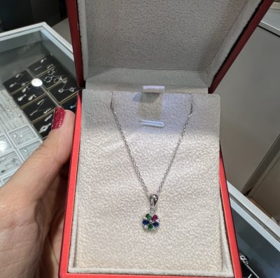 گردنبند نقره جواهر گل ظریف 🌸