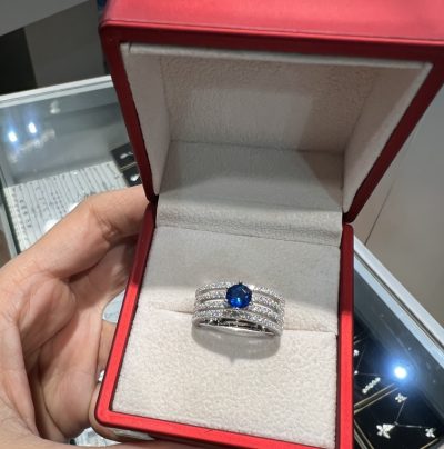 انگشتر نقره جواهر یاقوت کبود