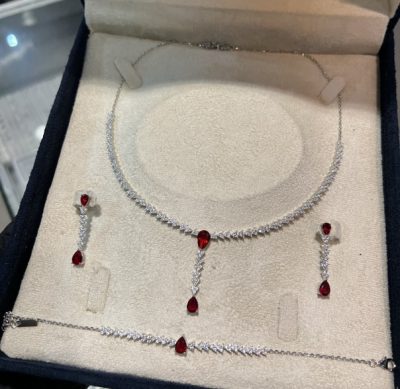 سرویس نقره جواهر تنیسی با نگین یاقوت ❤️