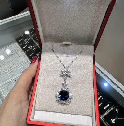 گردنبند نقره جواهر یاقوت کبود 💙لوکس