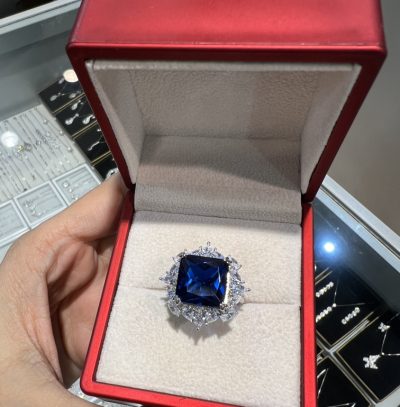 انگشتر نقره جواهر لوکس یاقوت کبود 💙💍