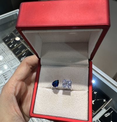 انگشتر نقره جواهر یاقوت کبود 💙