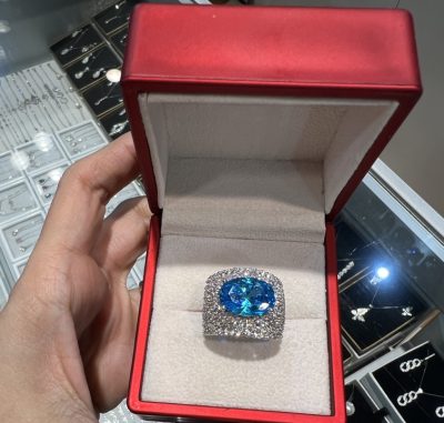 انگشتر طرح جواهر لوکس توپاز آبی 🤌💍