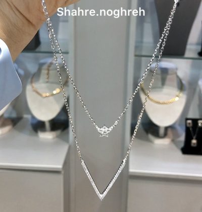 گردنبند نقره جواهر دو لاین 🌸💎