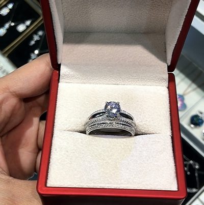 حلقه پشت حلقه نقره جواهر 💍