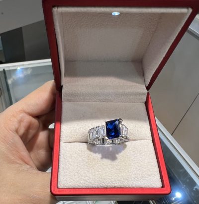 انگشتر نقره جواهر یاقوت کبود لوکس 💙💍