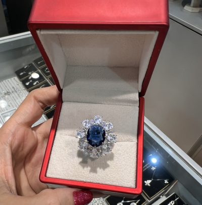 انگشتر نقره جواهر لوکس یاقوت کبود 💙
