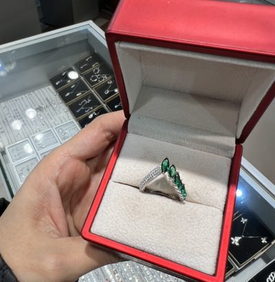 انگشتر نقره جواهر لوکس زمرد 💚💍💎