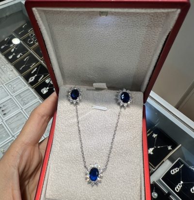 نیمست نقره جواهر خاص یاقوت کبود 💙و انگشتر