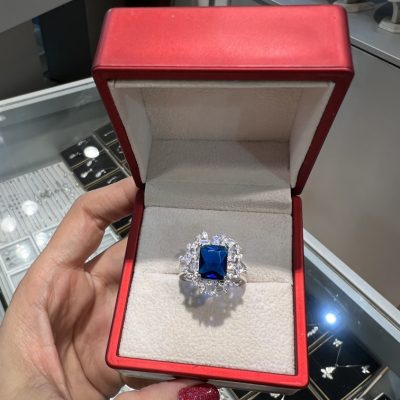 انگشتر نقره جواهر لوکس یاقوت کبود 💙