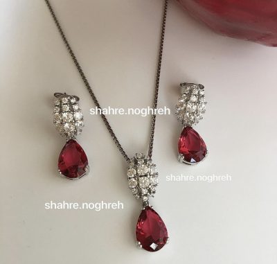گوشواره نقره جواهر یاقوتی ❤️💎