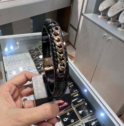 دستبند چرم استیل مردانه  کارتیه