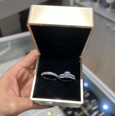 حلقه پشت حلقه نقره جواهر دو رنگ ✌️