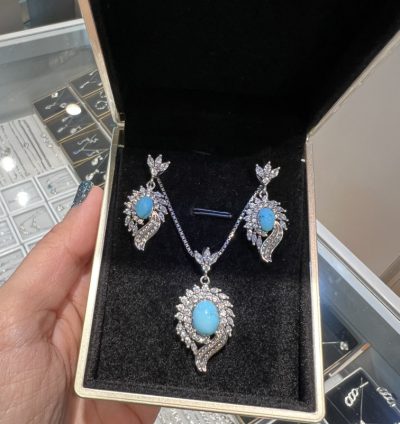 نیمست نقره جواهر لوکس سنگ فیروزه اصل نیشابور💙