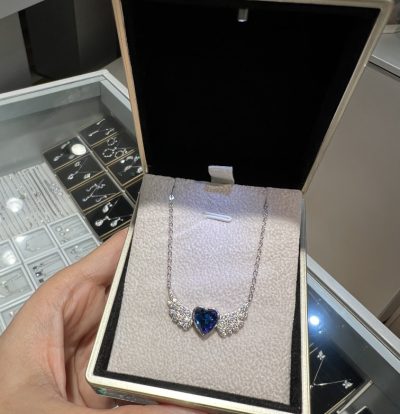 گردنبند نقره جواهر قلب بالدار