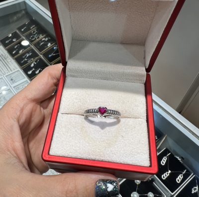 انگشتر نقره جواهر مینیمال قلب صورتی 💓