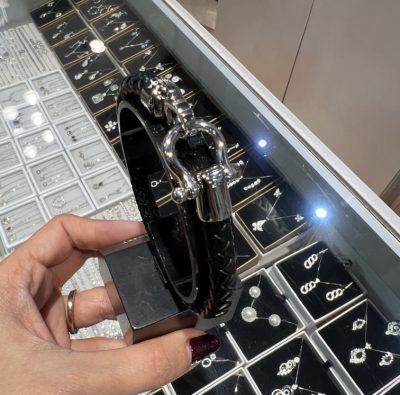 دستبند چرم استیل مردانه