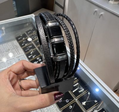 دستبند چرم استیل مردانه