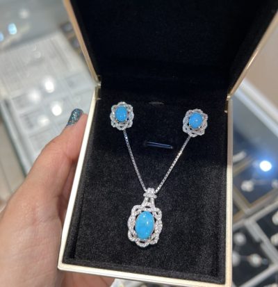 نیمست نقره جواهر لوکس فیروزه اصل نیشابور 💙