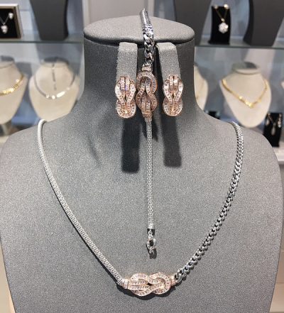 سرویس نقره جواهر لوکس کارتیه دو رنگ