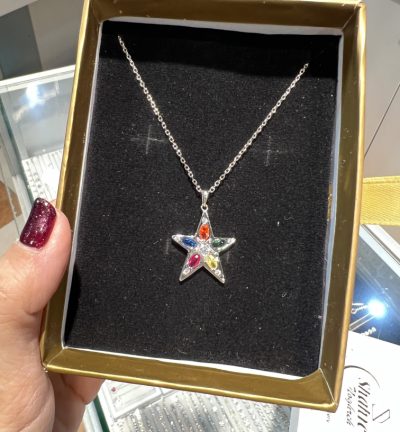 گردنبند نقره جواهر ستاره مولتی کالر 🤩🌈⭐️