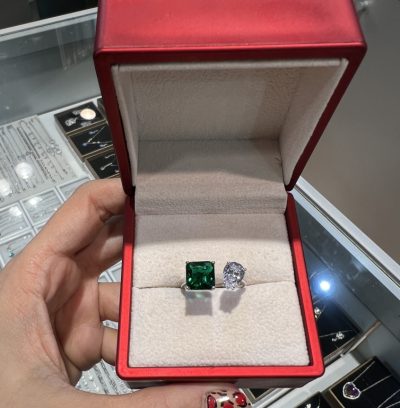 انگشتر نقره جواهر زمرد 💚