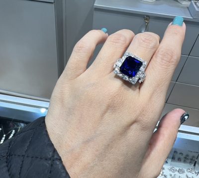 انگشتر نقره جواهر لوکس یاقوت کبود 💙