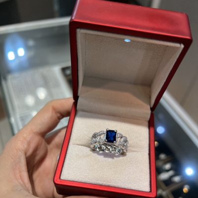 انگشتر نقره جواهر لوکس یاقوت کبود 💙