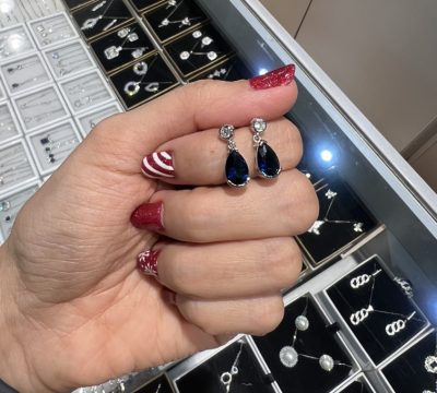 گوشواره نقره جواهر یاقوت کبود 💙💎🤤