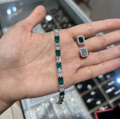 دستبند نقره جواهر لوکس امرالدکات زمرد 💎💚