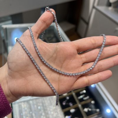 ست زنجیر و دستبند تنیسی طرح جواهر 💎