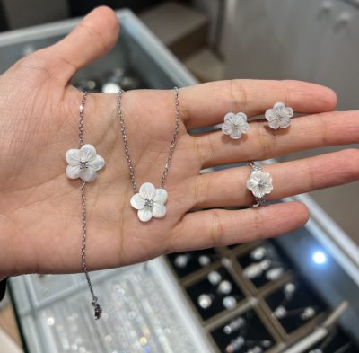 سرویس نقره جواهر شکوفه صدف طبیعی 🌸🤍