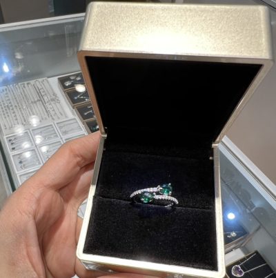 انگشتر نقره جواهر ظریف زمرد 💚