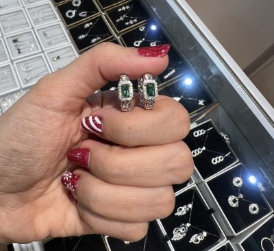 گوشواره نقره جواهر زمرد