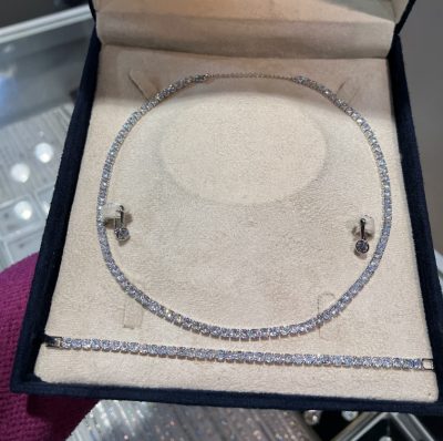 ست زنجیر و دستبند و گوشواره تنیسی 💎 طرح جواهر