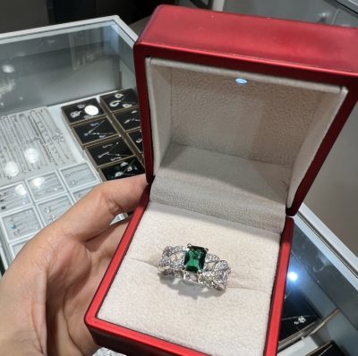 انگشتر نقره جواهر زمرد 💚