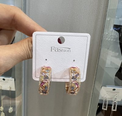 گوشواره طرح جواهر مولتی کالر لوکس 🌈🤤💎